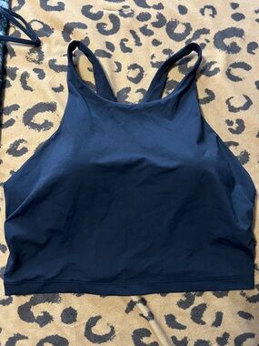 High-Neck Black Tank Top Crop with built in pads and support size M